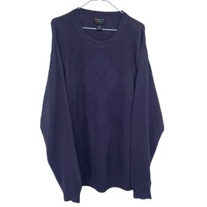 Alexander Julian Colours Mens 2XLT Purple Diamond Knit Cotton Sweater Argyle